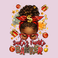 Santa Favorite Banker Afro Messy Bun Ladies Tee | Teevron