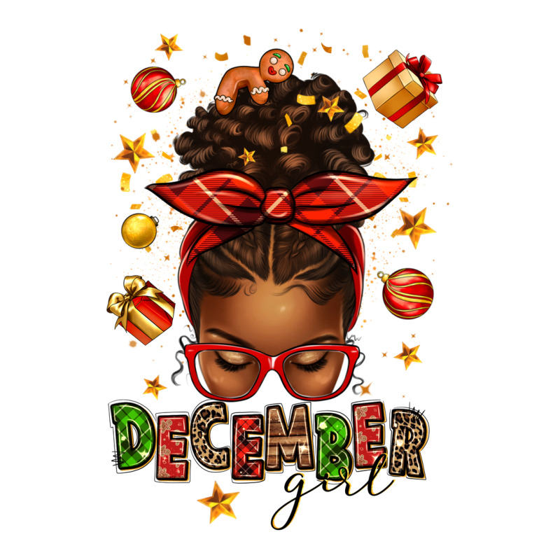 December Girl Christmas Afro Messy Bun Ladies Tee by texasbilliewilder | Teevron