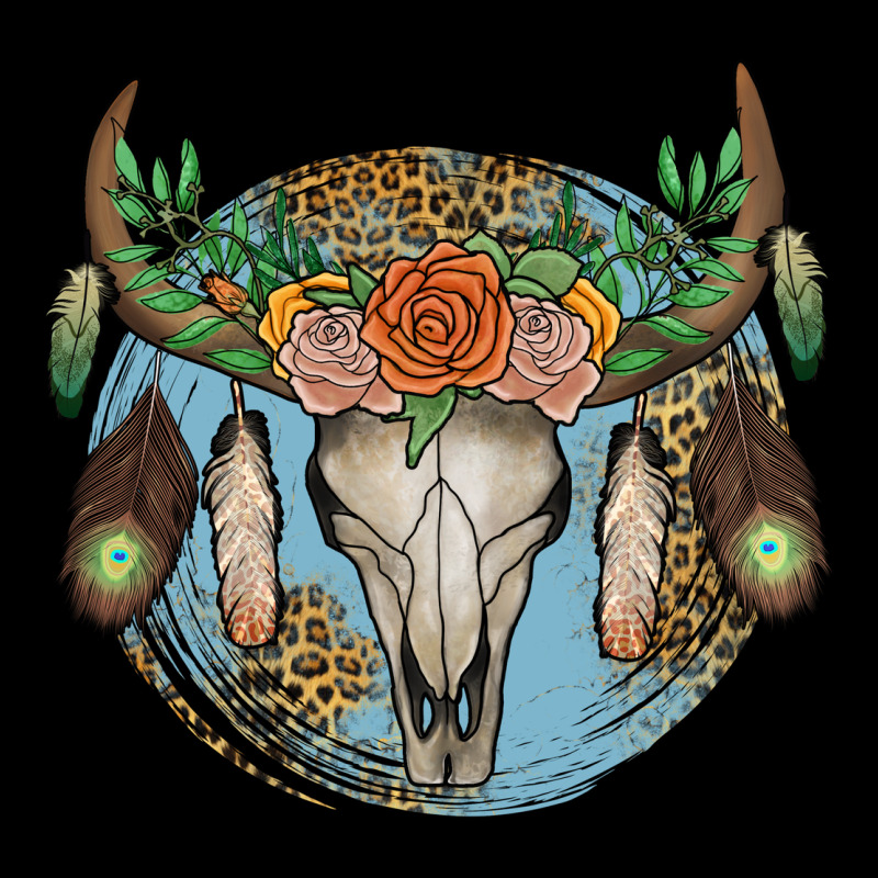 Floral Feather Bull Skull Heavy Core Tee by JahusDesignShop | Teevron