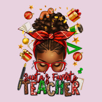 Santa's Favorite Teacher Afro Messy Bun Ladies Tee | Teevron