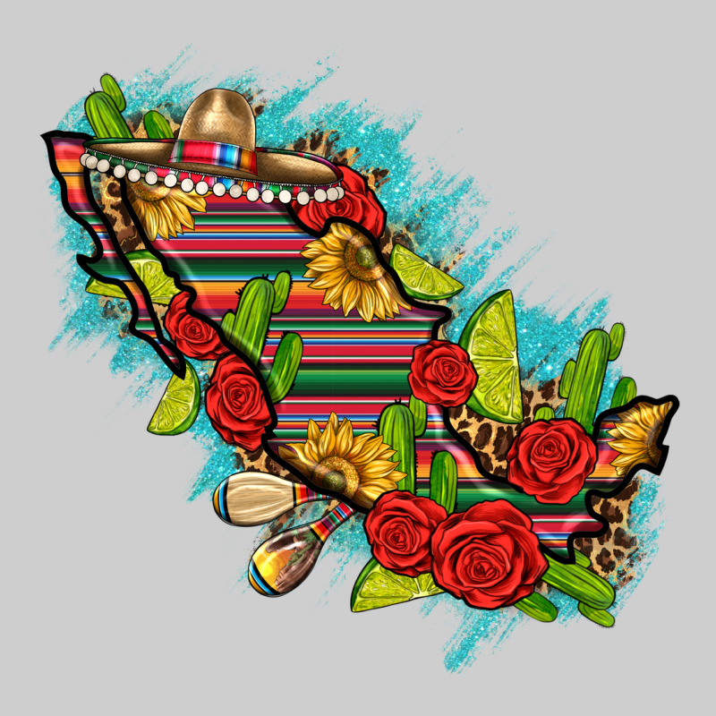 Mexico Map With Leopard And Sunflowers Premium Tee by texasbilliewilder | Teevron