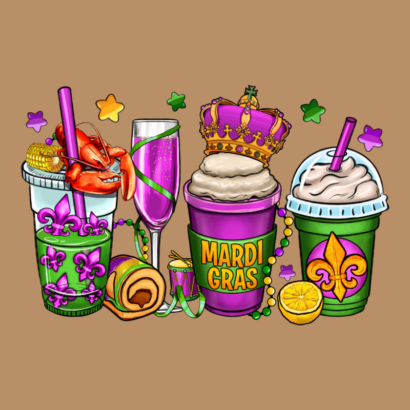 Mardi Gras Coffee Cups Vintage Hoodie by OliviaCreatesArt | Teevron