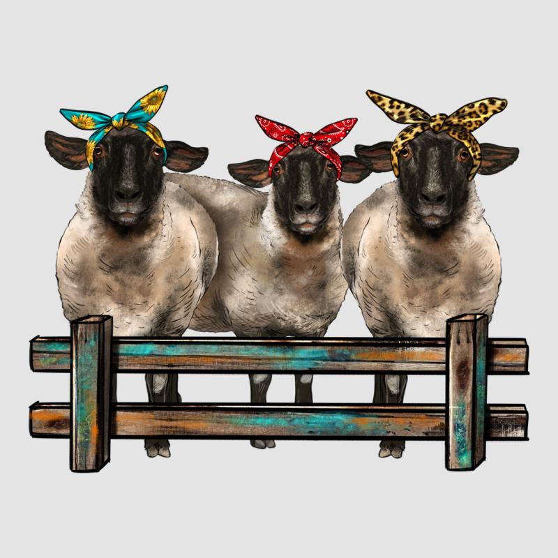 3 Sheeps Suffolk Ewe With Bandanas And Fence Premium Sweatshirt by BarkalooDesign | Teevron