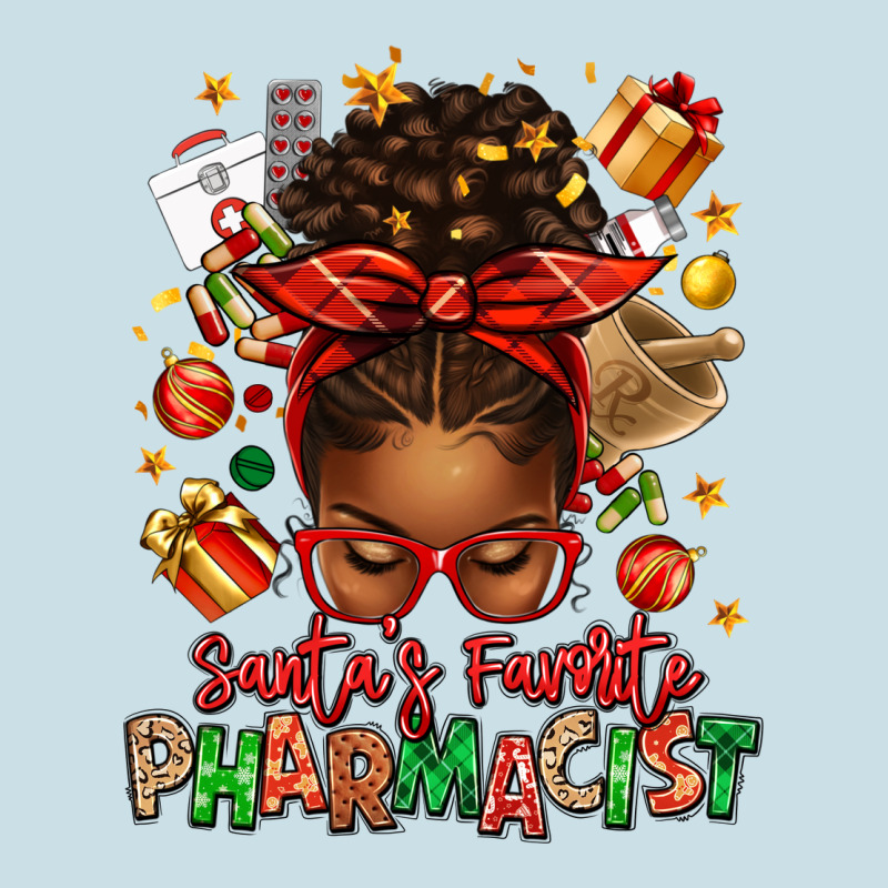 Santas Favorite Pharmacist Afro Messy Bun Ladies Tee by texasbilliewilder | Teevron