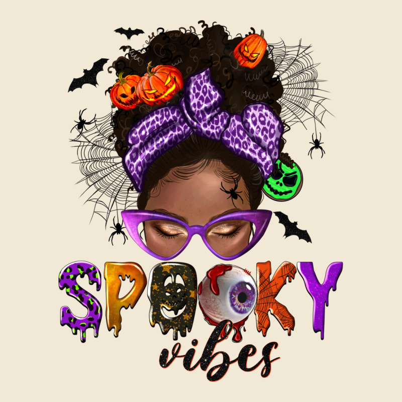 Spooky Vibes Afro Messy Bun Ladies Tee by NancyCooperArtShop | Teevron