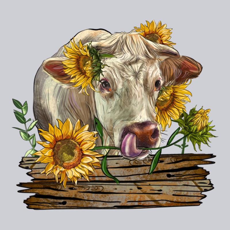Charolais Cow With Sunflowers Heavyweight Sweatshirt by LillyAllenDesigns | Teevron