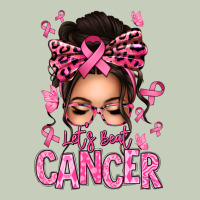 Lets Beat Cancer Afro Messy Bun Ladies Tee | Teevron