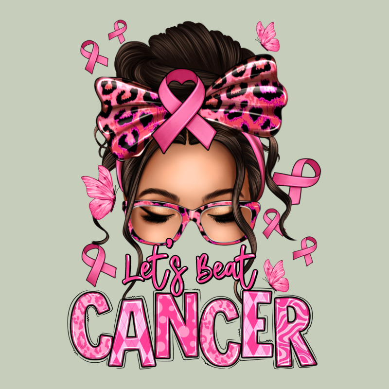 Lets Beat Cancer Afro Messy Bun Ladies Tee by texasbilliewilder | Teevron