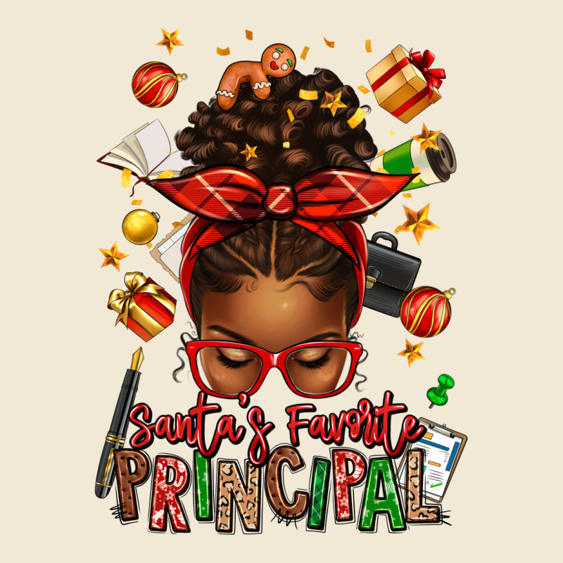 Santas Favorite Principal Afro Messy Bun Ladies Tee by texasbilliewilder | Teevron