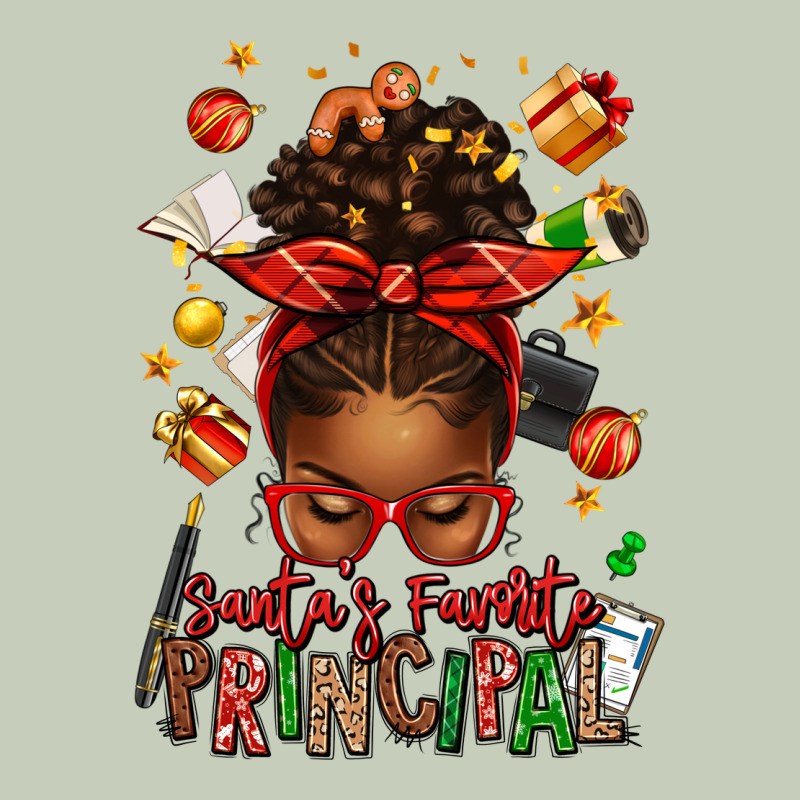 Santas Favorite Principal Afro Messy Bun Ladies Tee by texasbilliewilder | Teevron