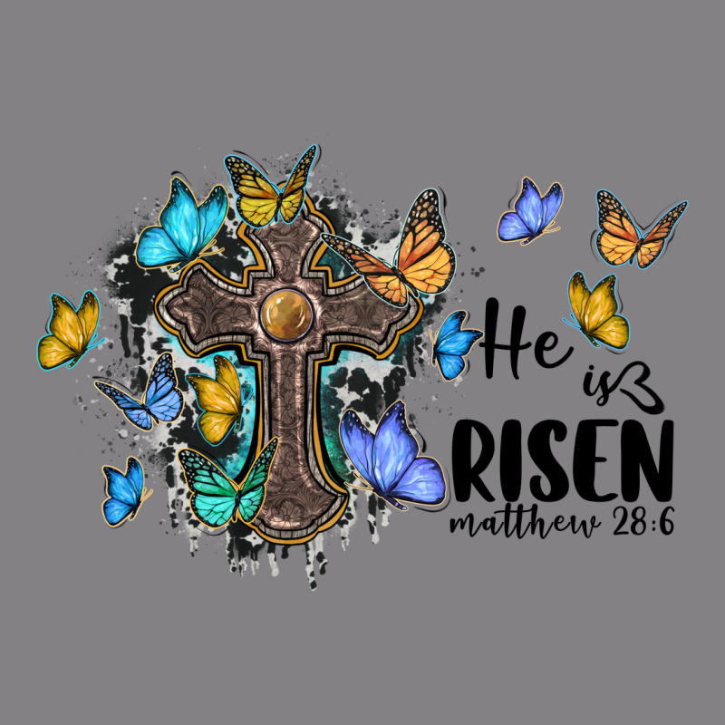 He Is Risen Matthew 28 6 Cross With Butterflies Cowhide Background Heavyweight Hoodie by BarkalooDesign | Teevron