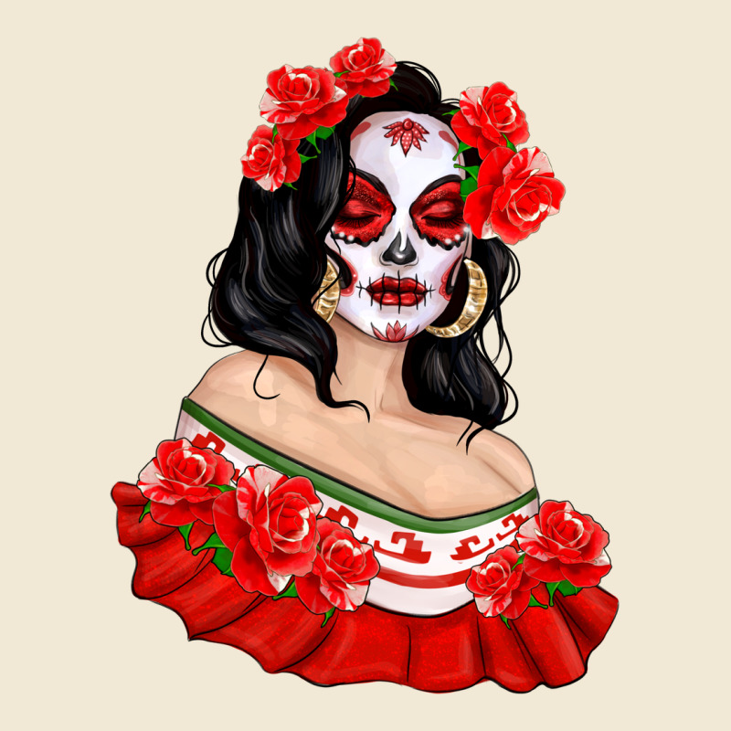 Mexicana Skull Girl With Roses Premium Tee by texasbilliewilder | Teevron