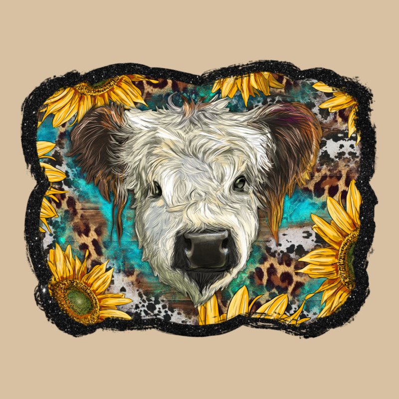 White Scottish Calf With Sunflowers Western  Background Heavyweight Hoodie by BarkalooDesign | Teevron