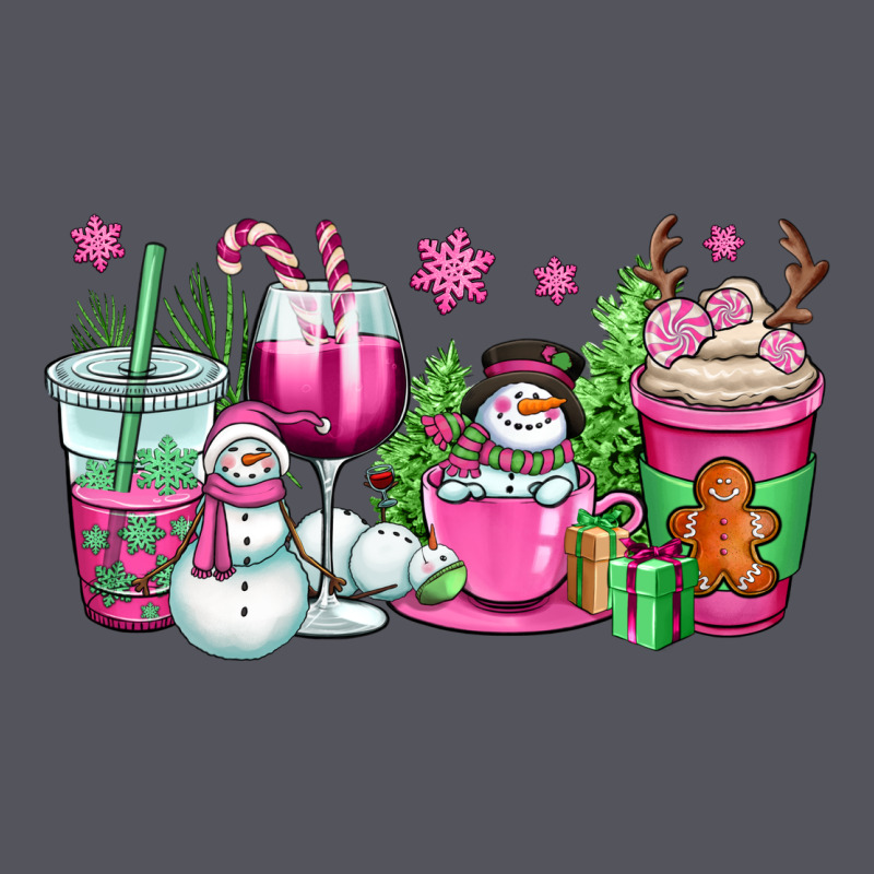 Pink Christmas Snowman Coffee Cups Vintage Hoodie by OliviaCreatesArt | Teevron