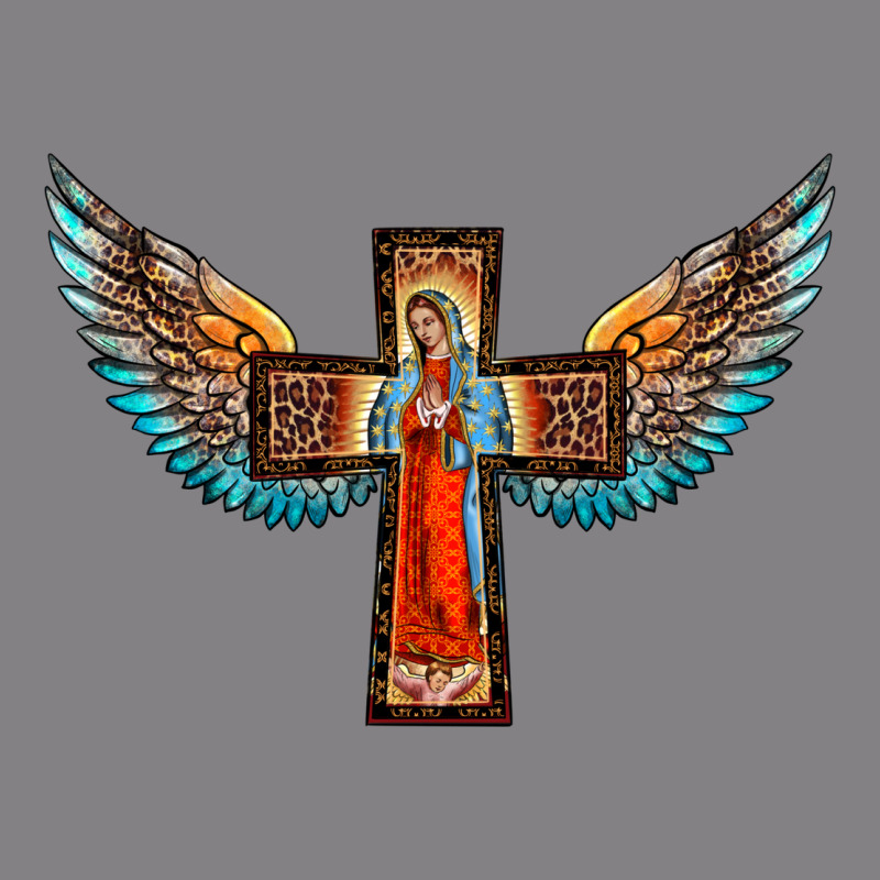 Our Lady Of Guadalupe Cross With Wings Heavyweight Hoodie by BarkalooDesign | Teevron