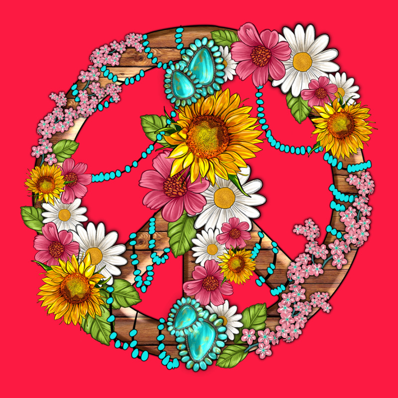 Floral Peace Sign With Gemstone Zipper Hoodie by Artiststas | Teevron