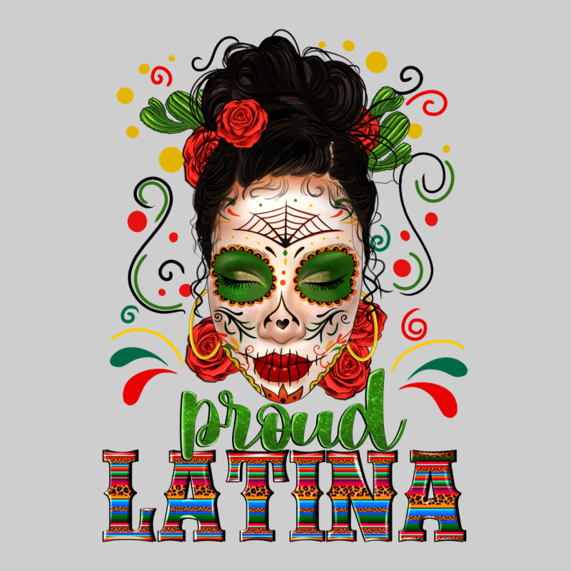 Proud Latina Skull Girl Messy Bun Premium Tee by texasbilliewilder | Teevron