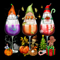 Hallothanksmas Wine Glasses And Gnomes Ladies Tee | Teevron