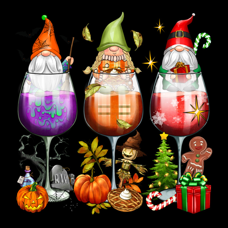 Hallothanksmas Wine Glasses And Gnomes Ladies Tee by texasbilliewilder | Teevron