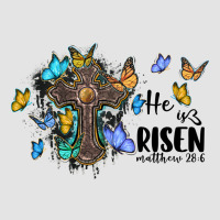 He Is Risen Matthew 28 6 Cross With Butterflies Cowhide Background Premium Sweatshirt | Teevron