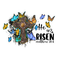 he is risen matthew 28 6 cross with butterflies cowhide background | Teevron