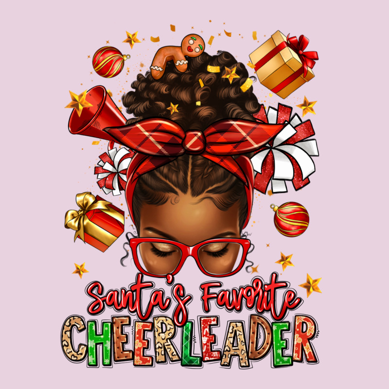 Santa's Favorite Cheerleader Afro Messy Bun Ladies Tee by texasbilliewilder | Teevron