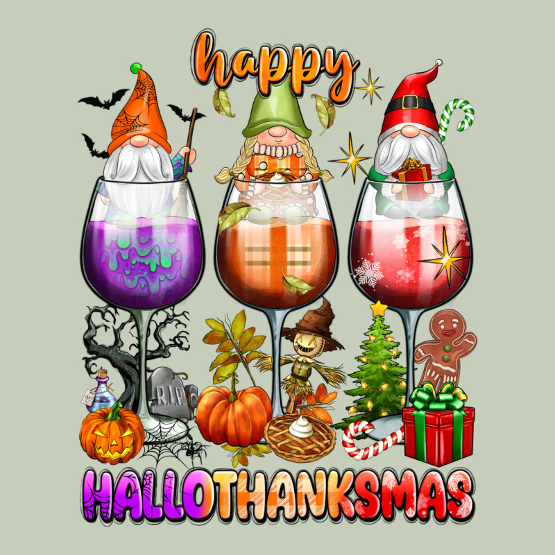 Happy Hallothanksmas Wine Glasses And Gnomes Ladies Tee by texasbilliewilder | Teevron