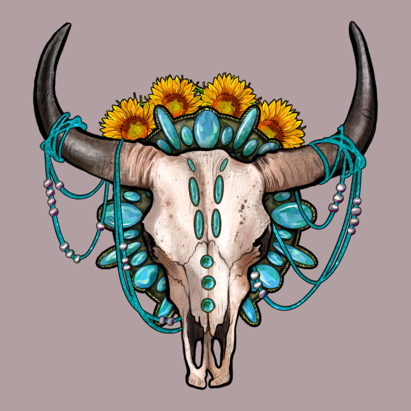 Sunflower Gemstone Bull Skull Vintage Hoodie by OliviaCreatesArt | Teevron