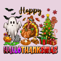 Happy Hallothanksmas With Ghost Turkey And Tree Ladies Tee | Teevron