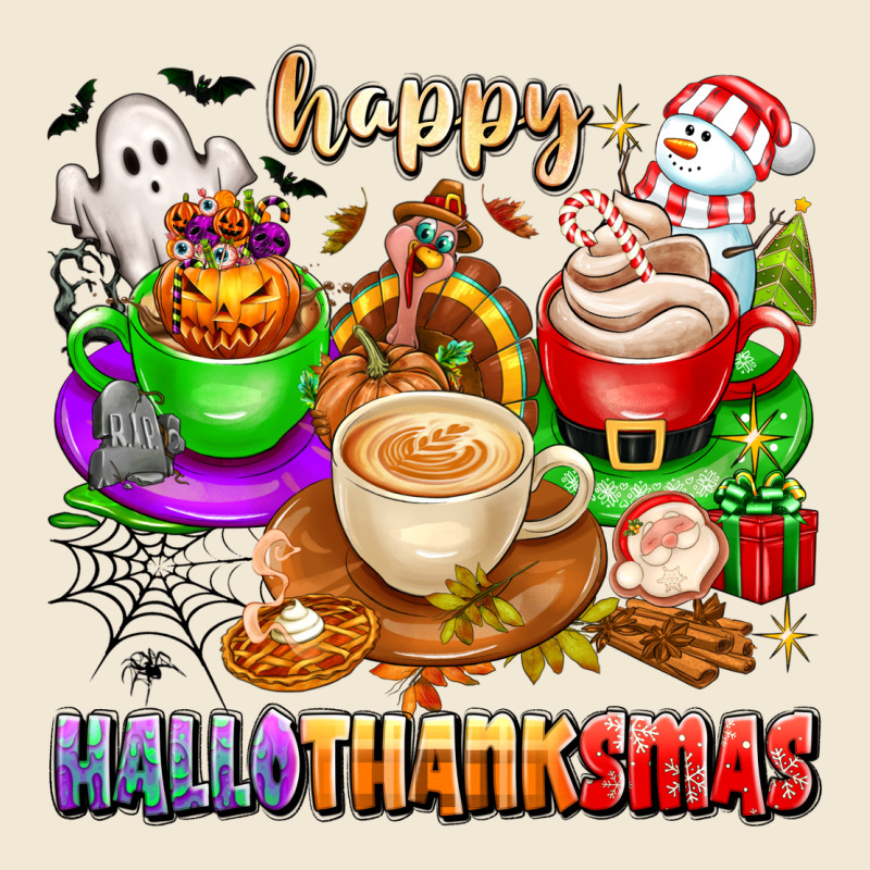 Happy Hallothanksmas Coffee Cups With Ghost Turkey Ladies Tee by texasbilliewilder | Teevron