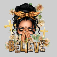Black Hair Believe Praying Caucasian Messy Bun Premium Tee | Teevron