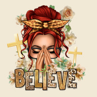 Red Hair Believe Praying Caucasian Messy Bun Premium Tee | Teevron