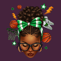 Afro Messy Bun Basketball Green Bow Premium Tee | Teevron