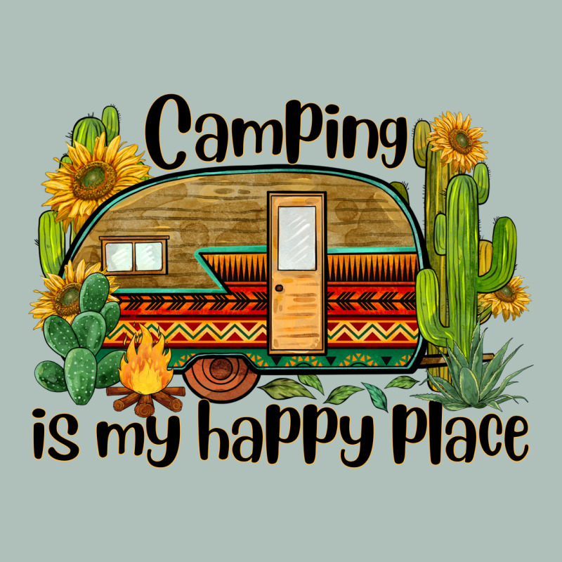 Camping Is My Happy Place Caravan Heavyweight Hoodie by BarkalooDesign | Teevron