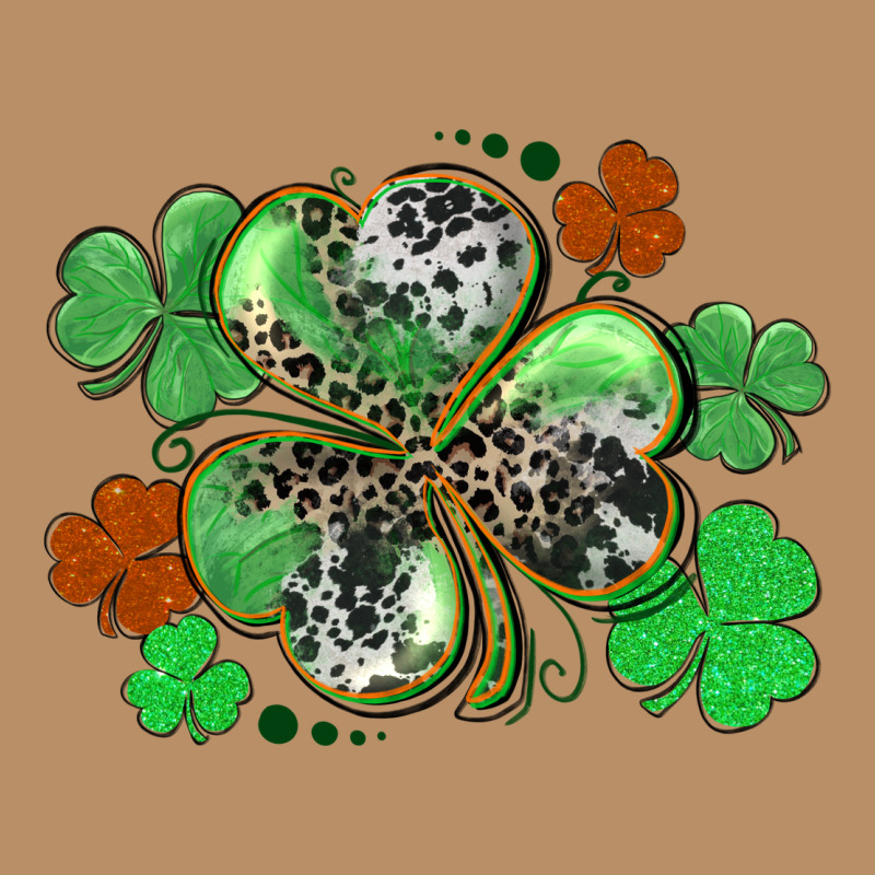 St. Patrick's Day Shamrock Leopard And Cowhide Vintage Hoodie by CowGirlArtShop | Teevron