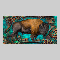 Bison With Leopard And Turquoise Premium Tee | Teevron