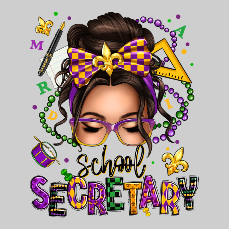 Mardi Gras School Secretary Caucasian Messy Bun Premium Tee by texasbilliewilder | Teevron