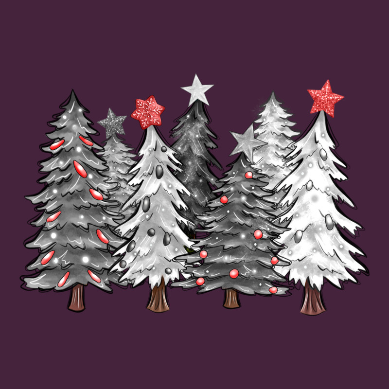 Black And White Christmas Trees With Lights Long Sleeve Tee by FaDigitalArtStudio | Teevron