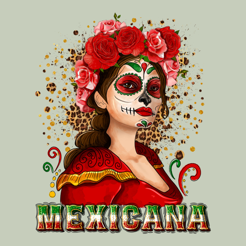 Sugar Skull Girl With Mexicana Ladies Tee by NancyCooperArtShop | Teevron
