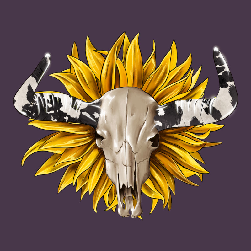 Cowhide Bull Skull And Sunflower Heavyweight Hoodie by BarkalooDesign | Teevron