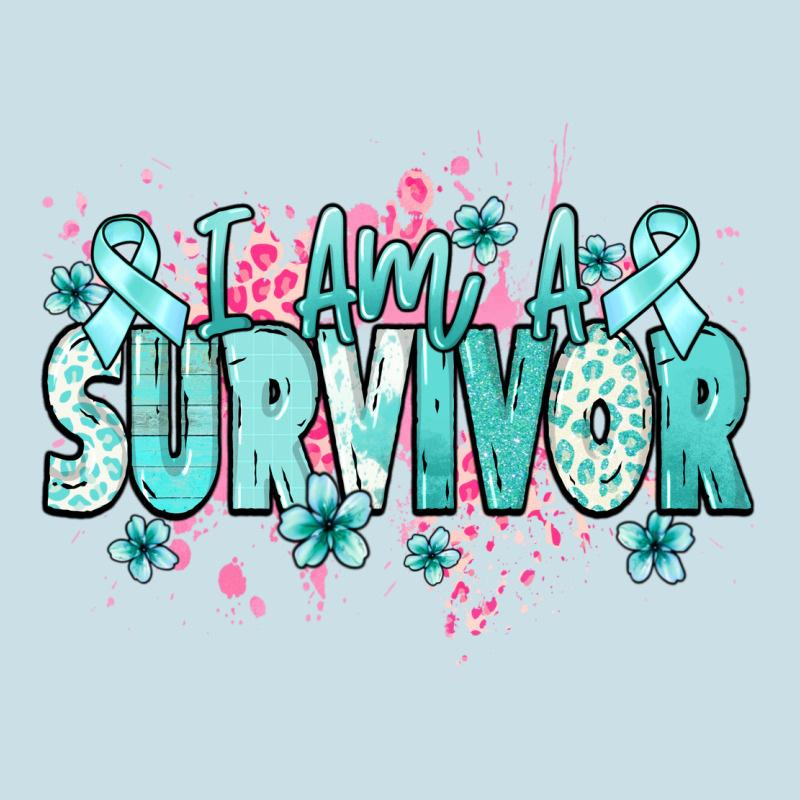 I Am A Survivor Teal Ribbon Ovarian Cancer Ladies Tee by NancyCooperArtShop | Teevron
