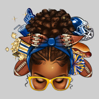 Blue And Gold American Football Afro Messy Bun Premium Tee | Teevron