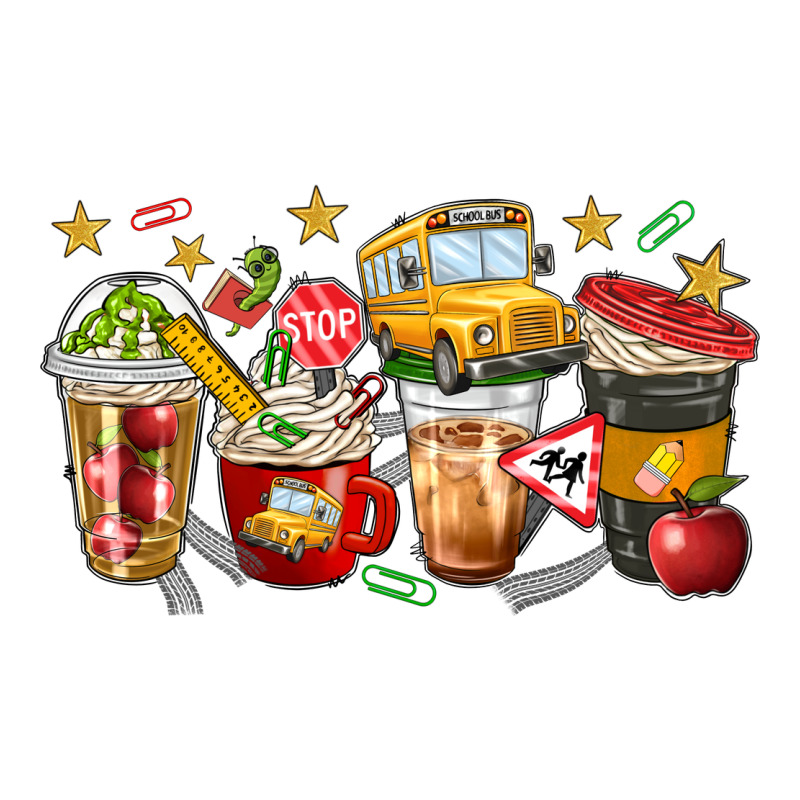 School Bus Coffee Cups Premium Tee by NancyCooperArtShop | Teevron