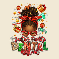 Santa's Favorite Dental Assistant Afro Messy Bun Premium Tee | Teevron