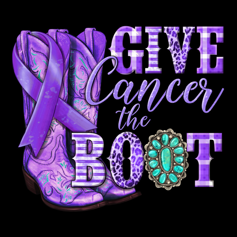 Give Cancer The Boot Purple Ribbon Ladies Tee by NancyCooperArtShop | Teevron