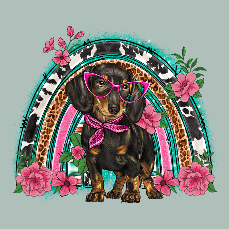 Dachshund Dog Pink  Floral Rainbow Heavyweight Hoodie by BarkalooDesign | Teevron