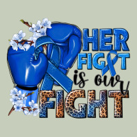 Her Fight Is Our Fight Colon Cancer Blue Ribbon Ladies Tee | Teevron