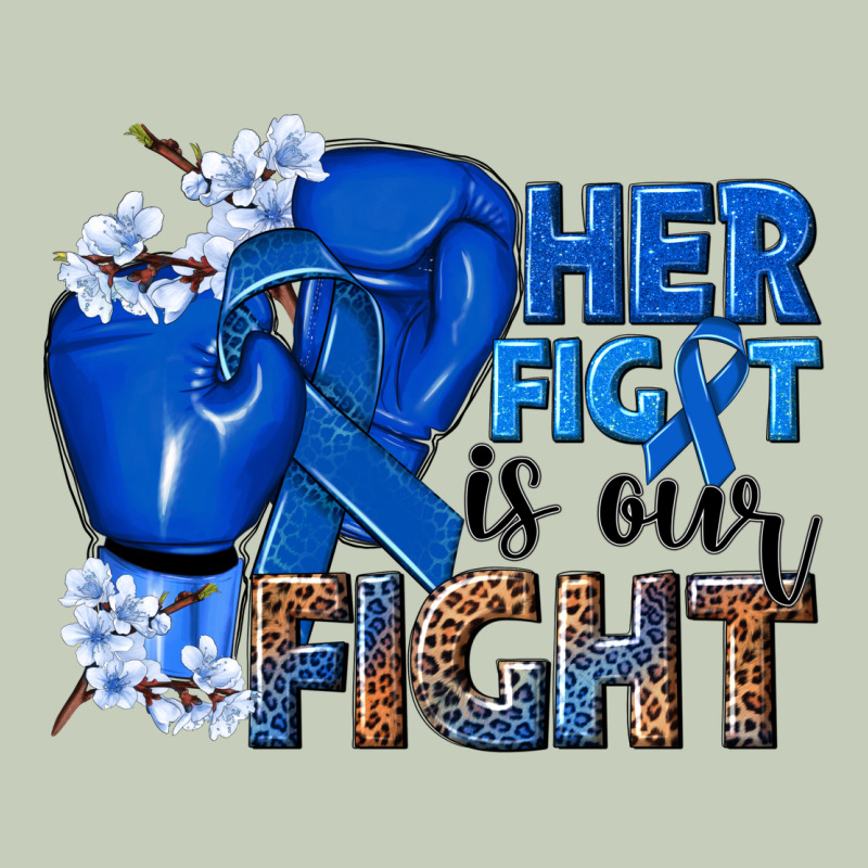 Her Fight Is Our Fight Colon Cancer Blue Ribbon Ladies Tee by NancyCooperArtShop | Teevron