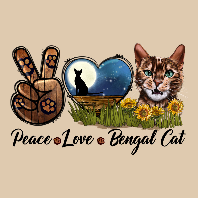 Peace Love Bengal Cat Head Heavyweight Sweatshirt by LillyAllenDesigns | Teevron