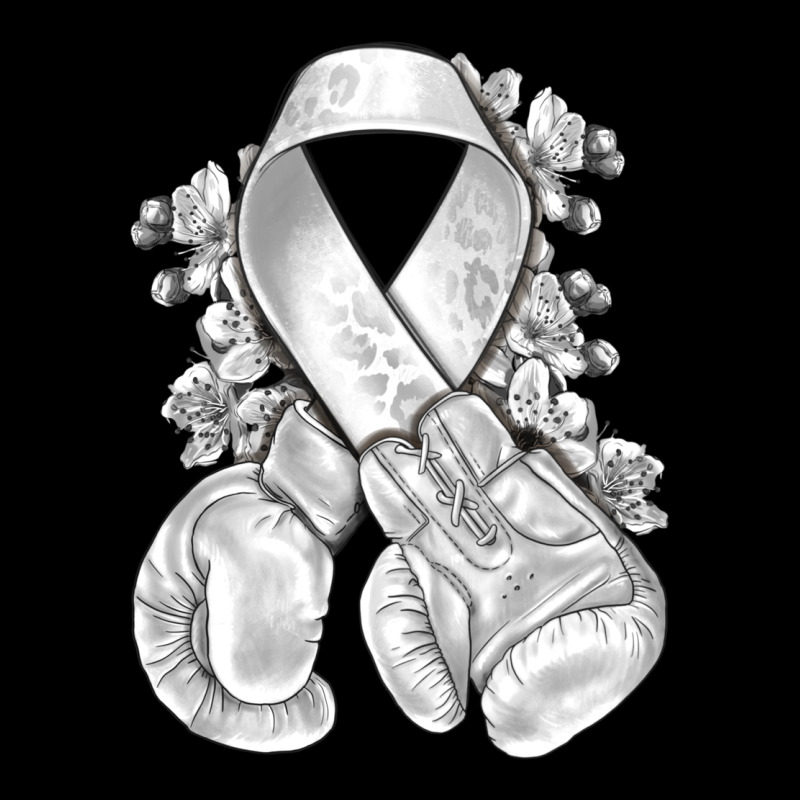 Lung Cancer White Ribbon With Boxing Gloves Ladies Tee by NancyCooperArtShop | Teevron